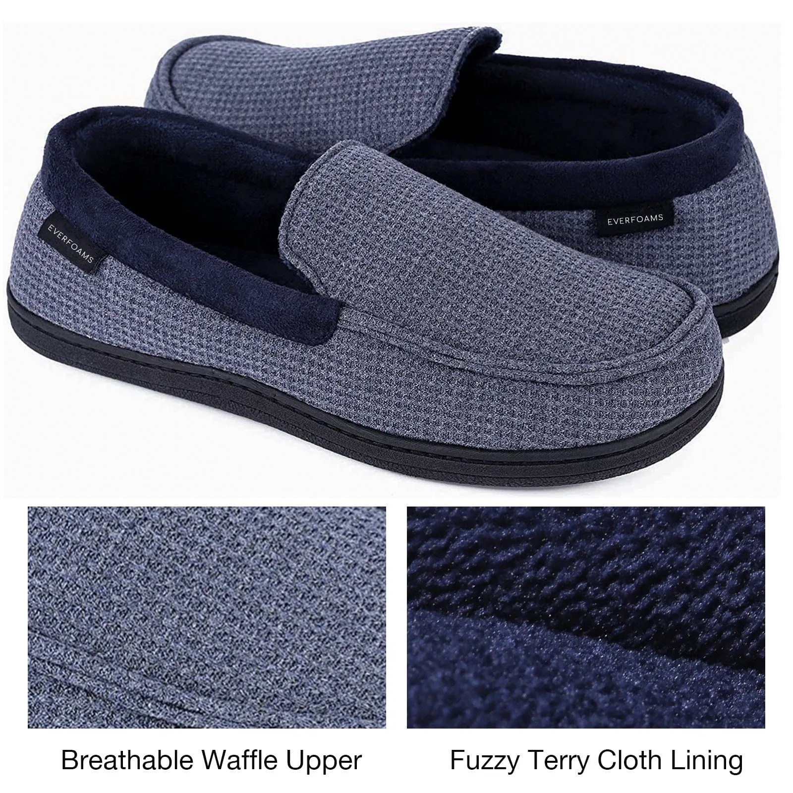 Men's Waffle Knit Moccasin Slippers