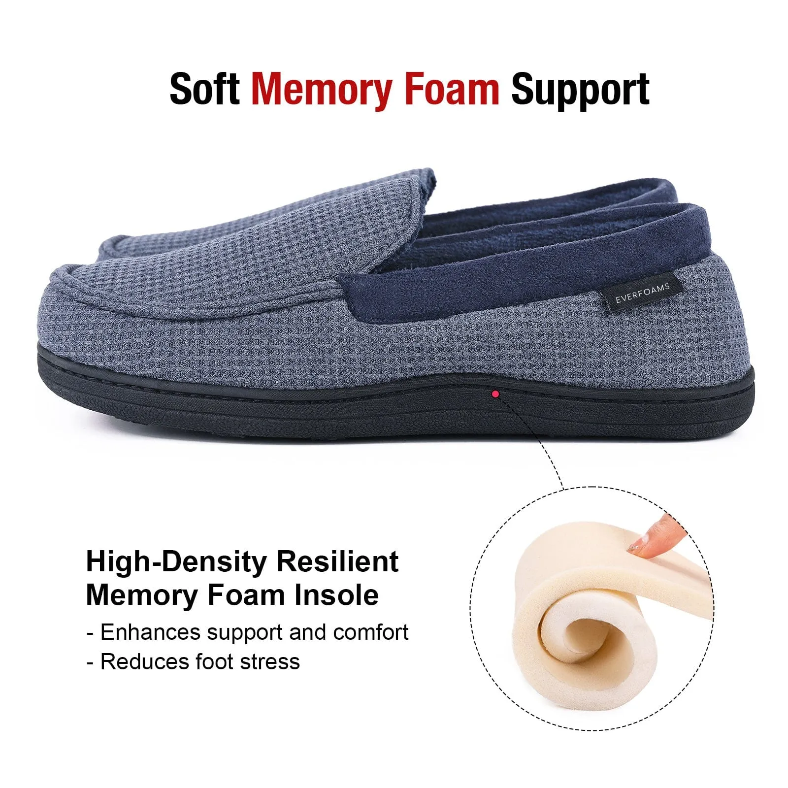 Men's Waffle Knit Moccasin Slippers
