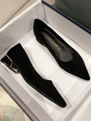 Minimalist Point Toe Suedette Flats