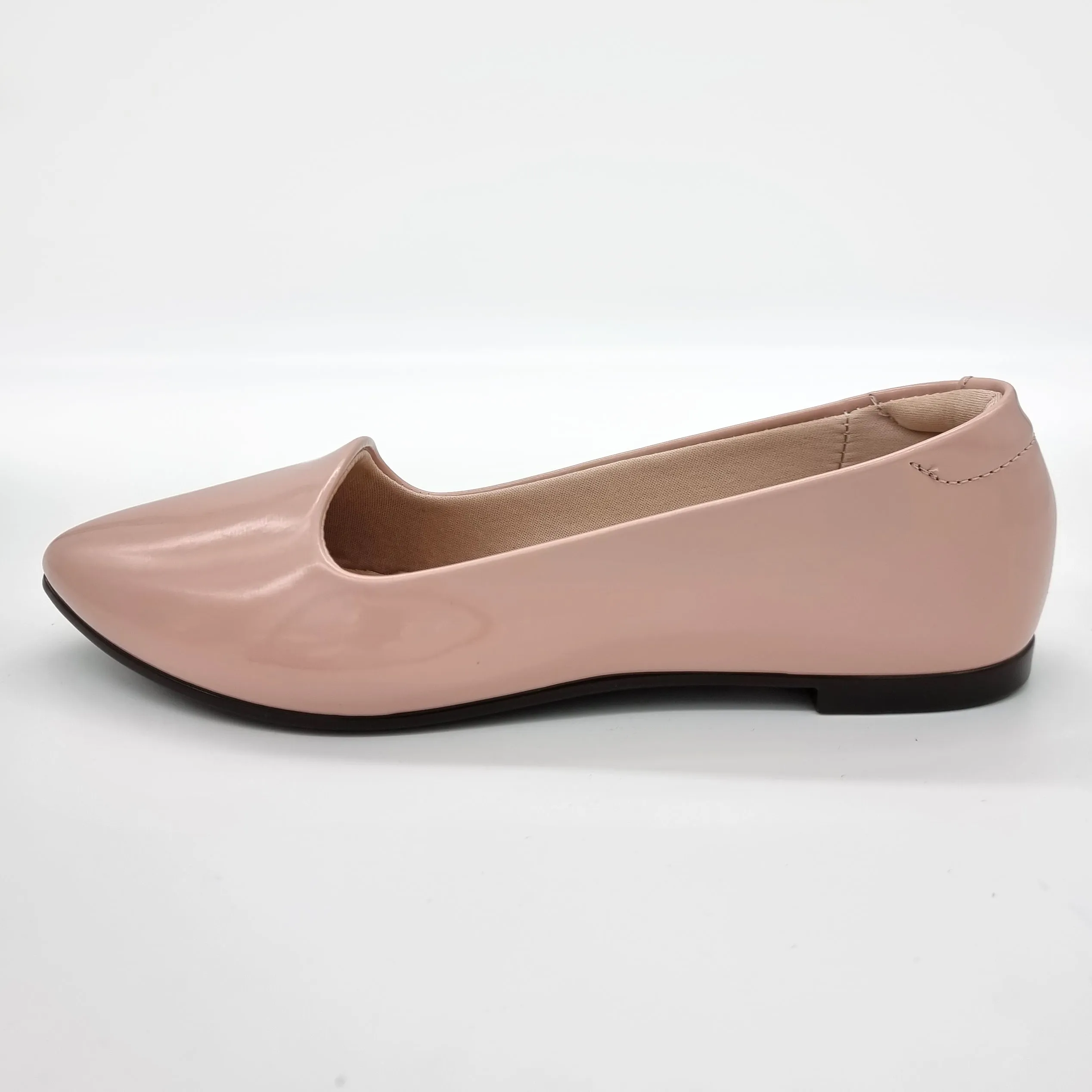 Moleca 5635-816 Pointy Toe Loafer Flat in Pastel Pink Patent