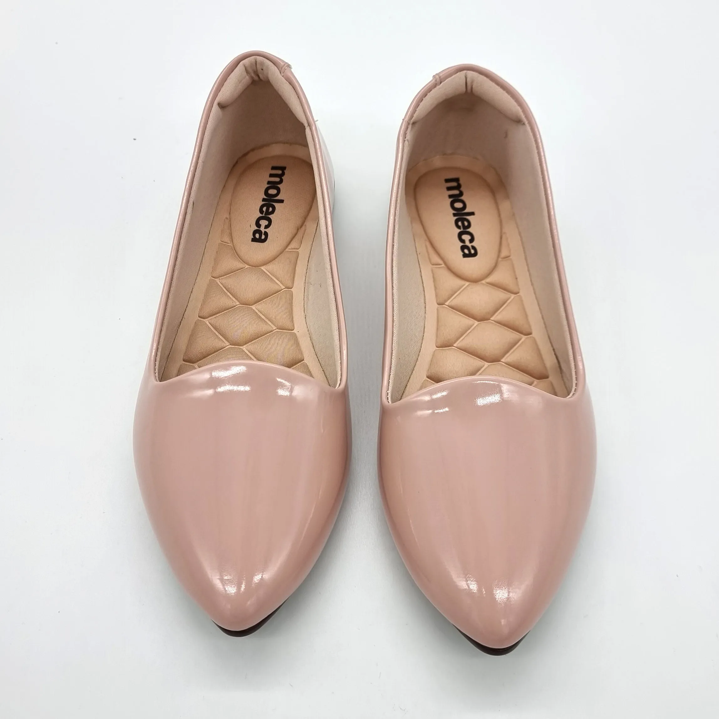 Moleca 5635-816 Pointy Toe Loafer Flat in Pastel Pink Patent