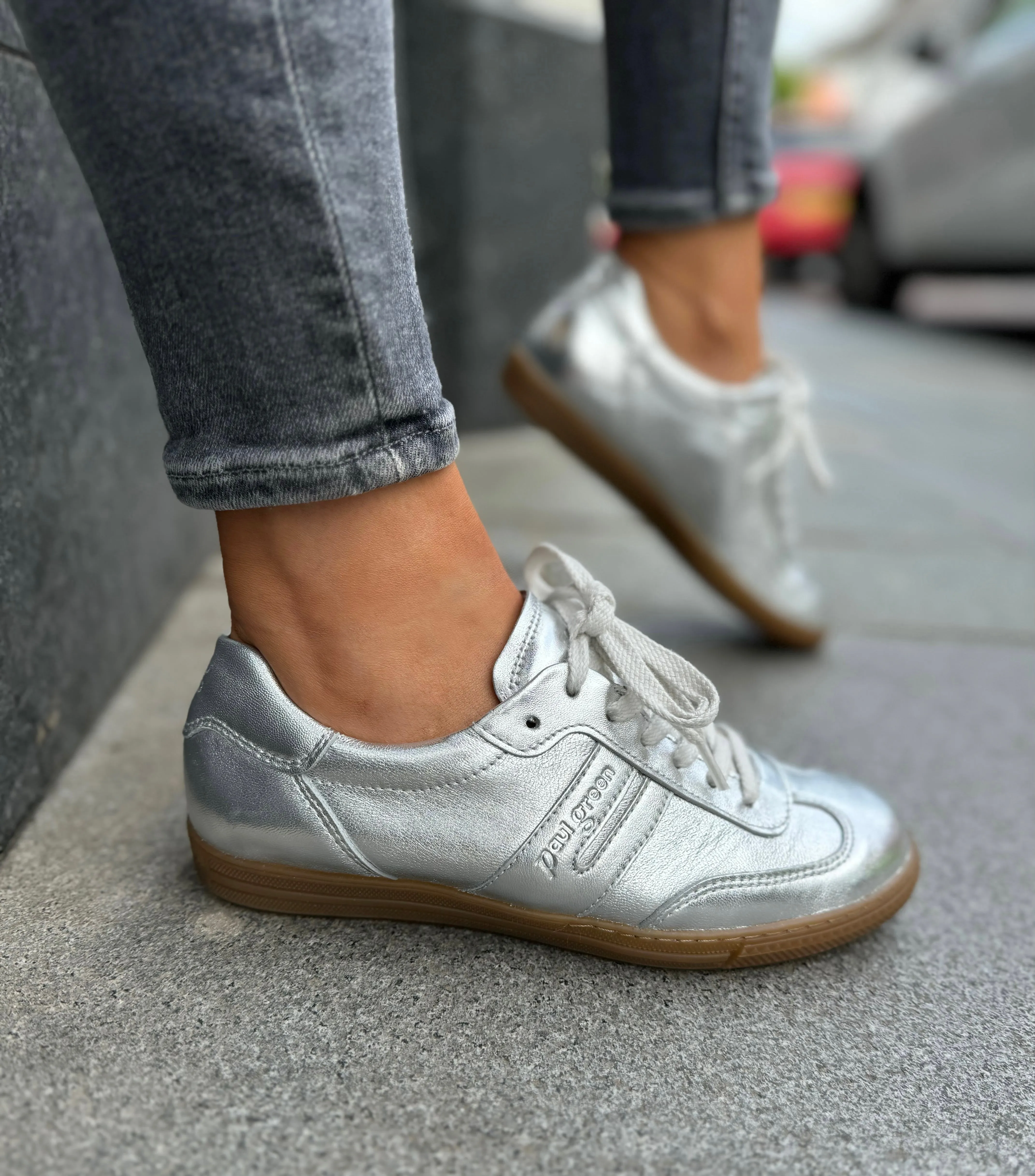 Paul Green 5350-05X (SS25) Metallic Trainer With Gum Sole - Nappa Met.Alu (PG16)