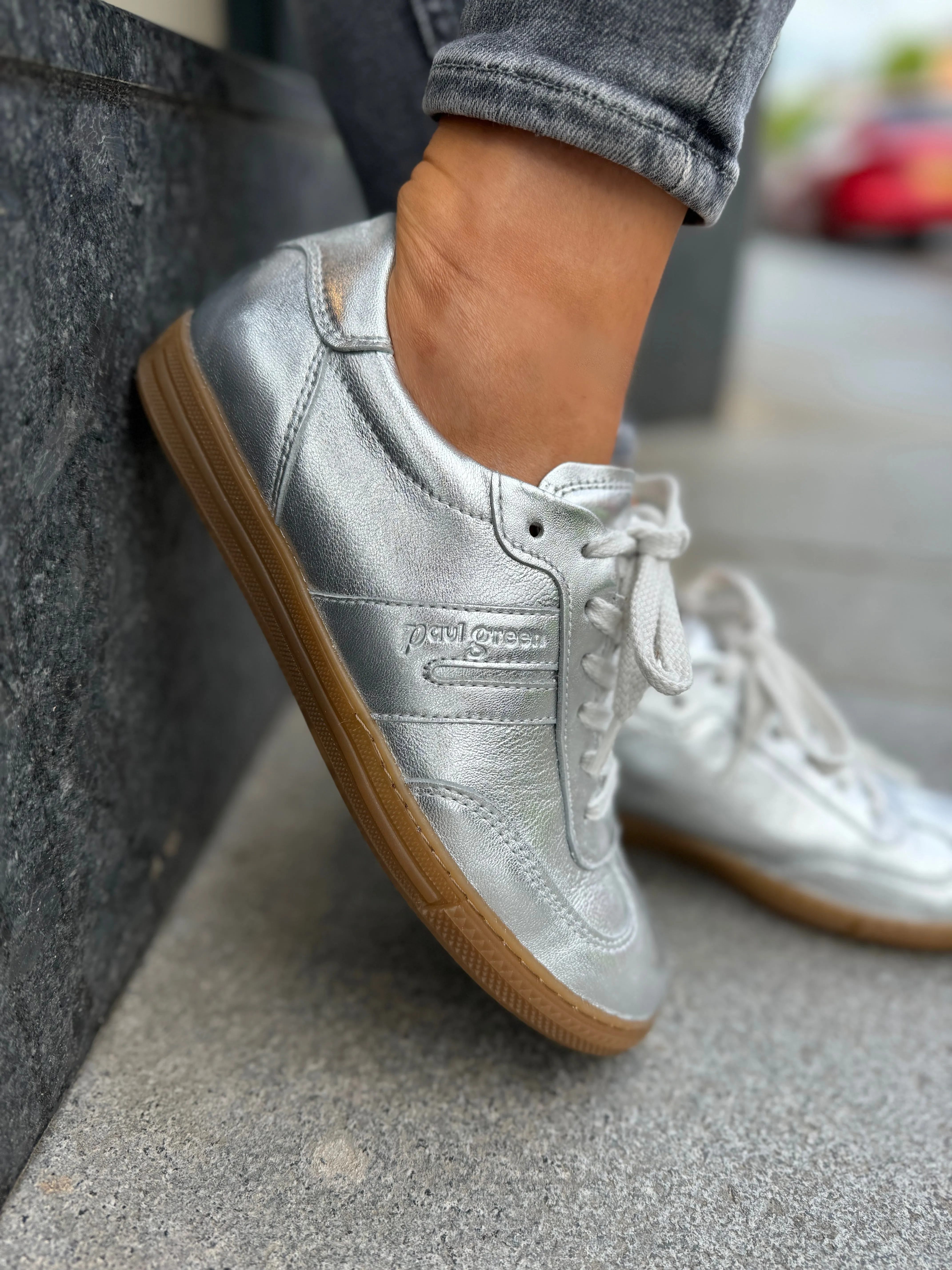Paul Green 5350-05X (SS25) Metallic Trainer With Gum Sole - Nappa Met.Alu (PG16)