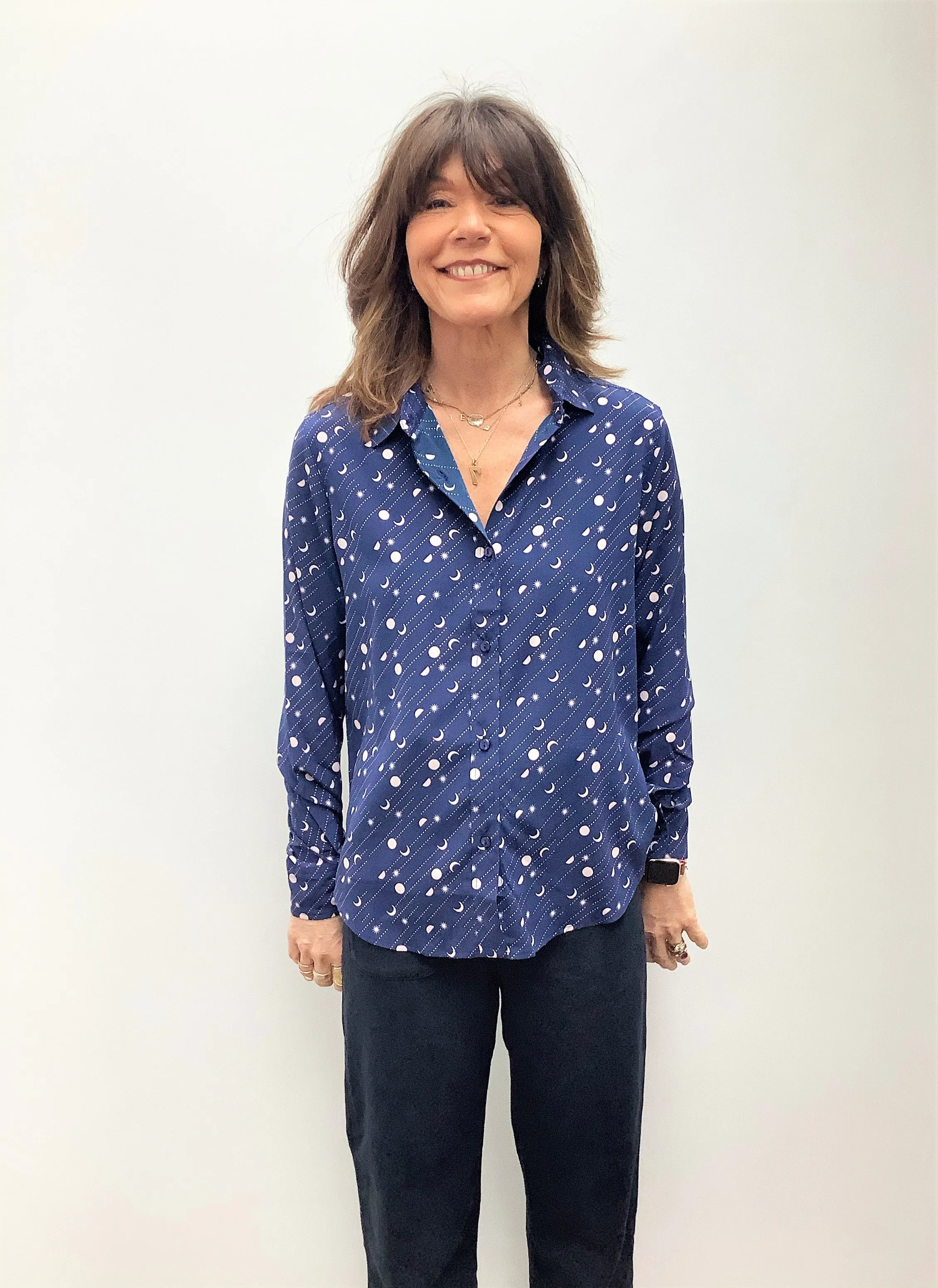PPL Gail Shirt in Magic Moons 02 Midnight Blue