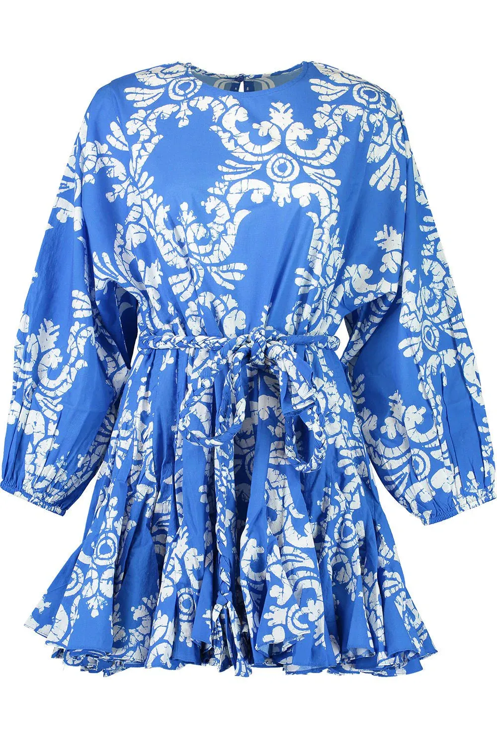 Rhode Blue Ella Dress with braided belt - Batik Grid UK S