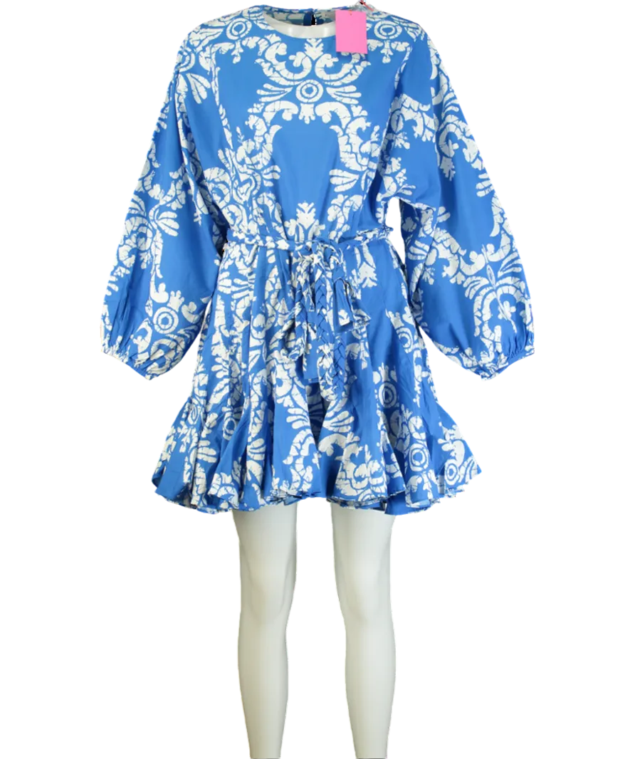 Rhode Blue Ella Dress with braided belt - Batik Grid UK S