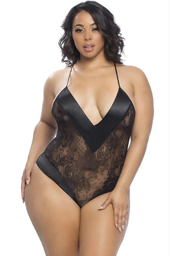 Roxanne All Over Black Lace Teddy in 4X