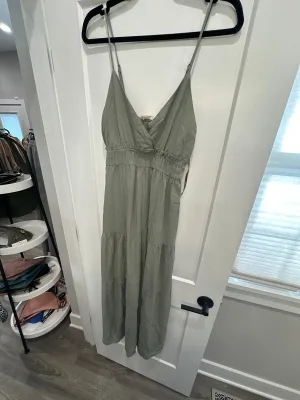 Solid Woven Wide Leg Jumpsuit in Sage