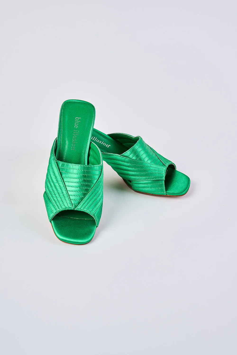 Stella Satin Mule - Vibrant Green