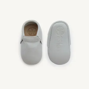 sunny grey baby moccasins
