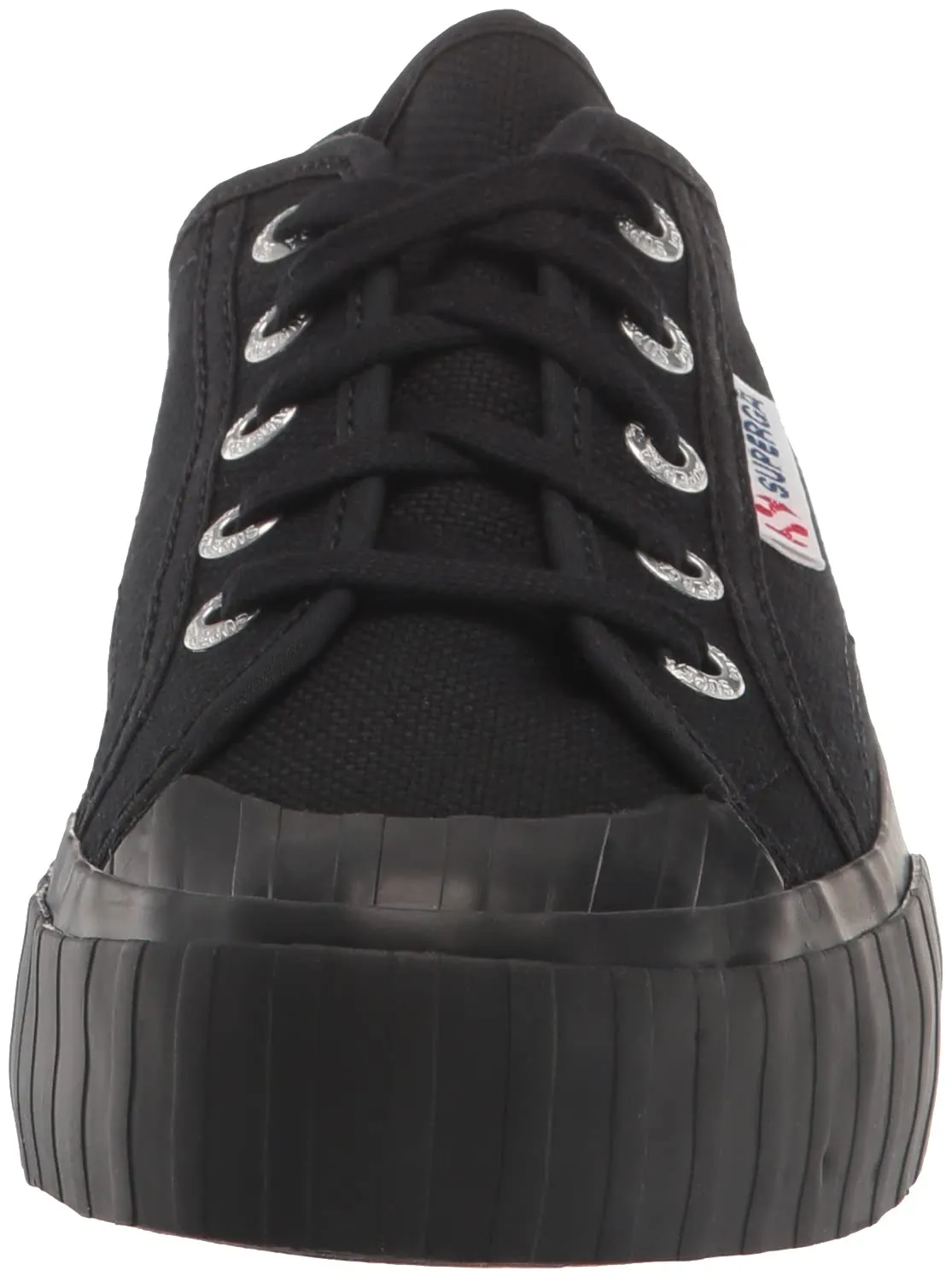 Superga 2630 Cotu All Black Lace Up Rounded Toe Tennis Shoe Signature Sneaker