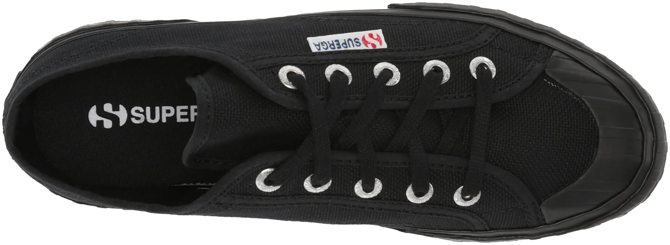 Superga 2630 Cotu All Black Lace Up Rounded Toe Tennis Shoe Signature Sneaker