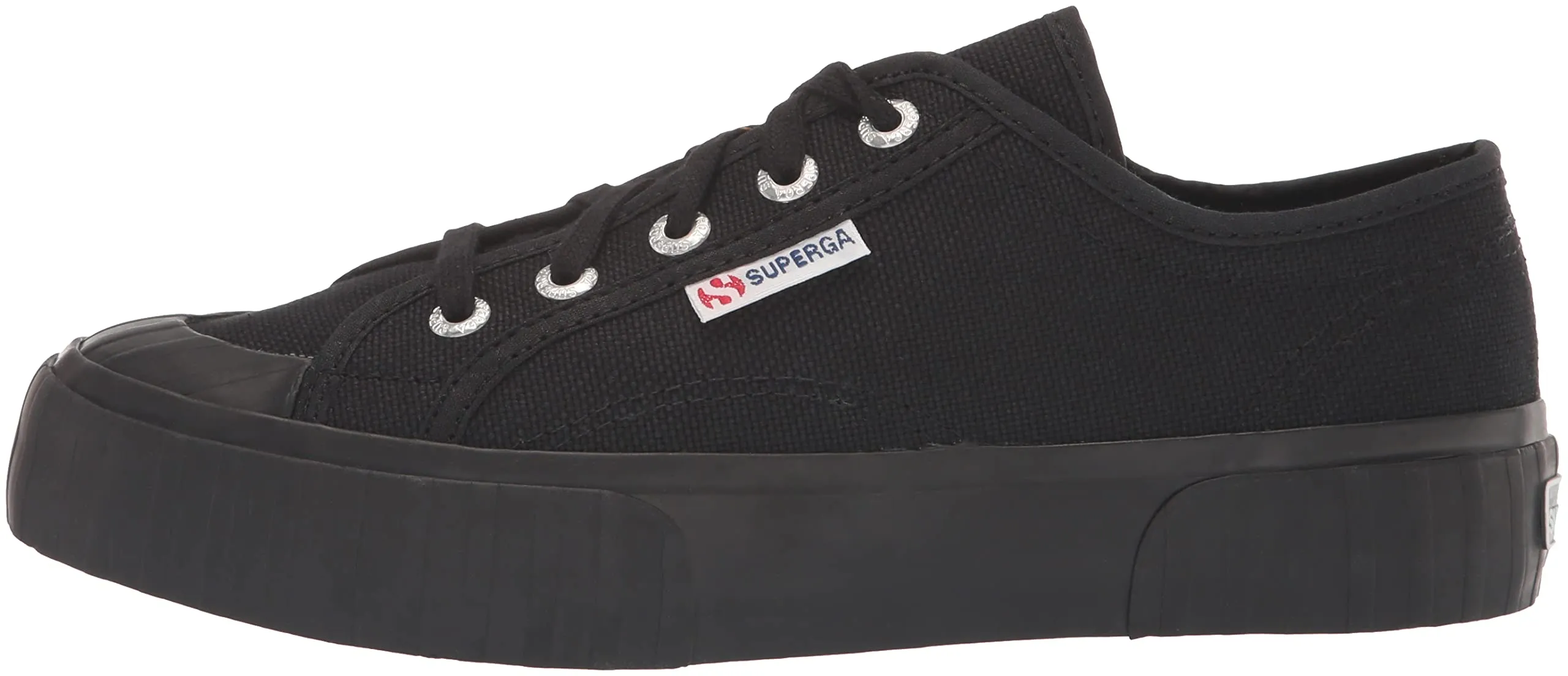 Superga 2630 Cotu All Black Lace Up Rounded Toe Tennis Shoe Signature Sneaker