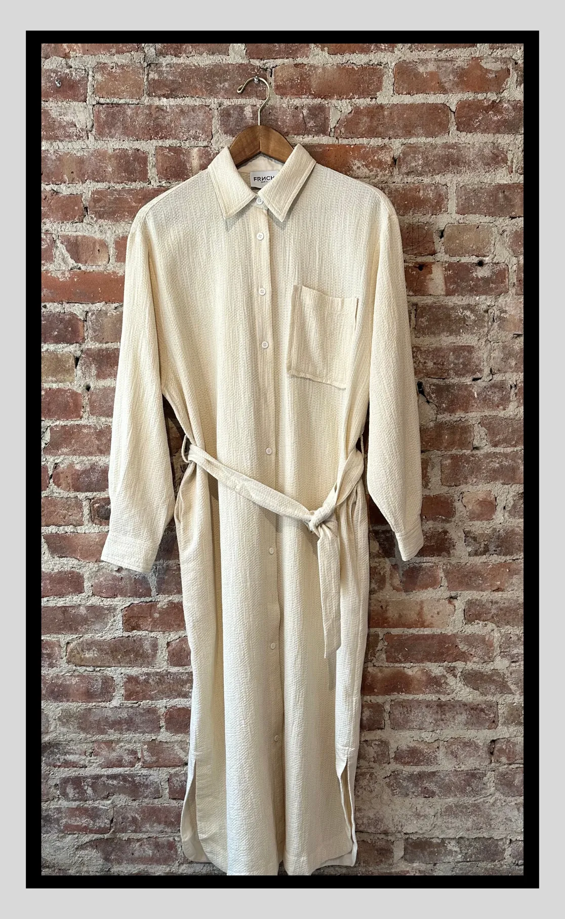Textured Cream Shirt Dress