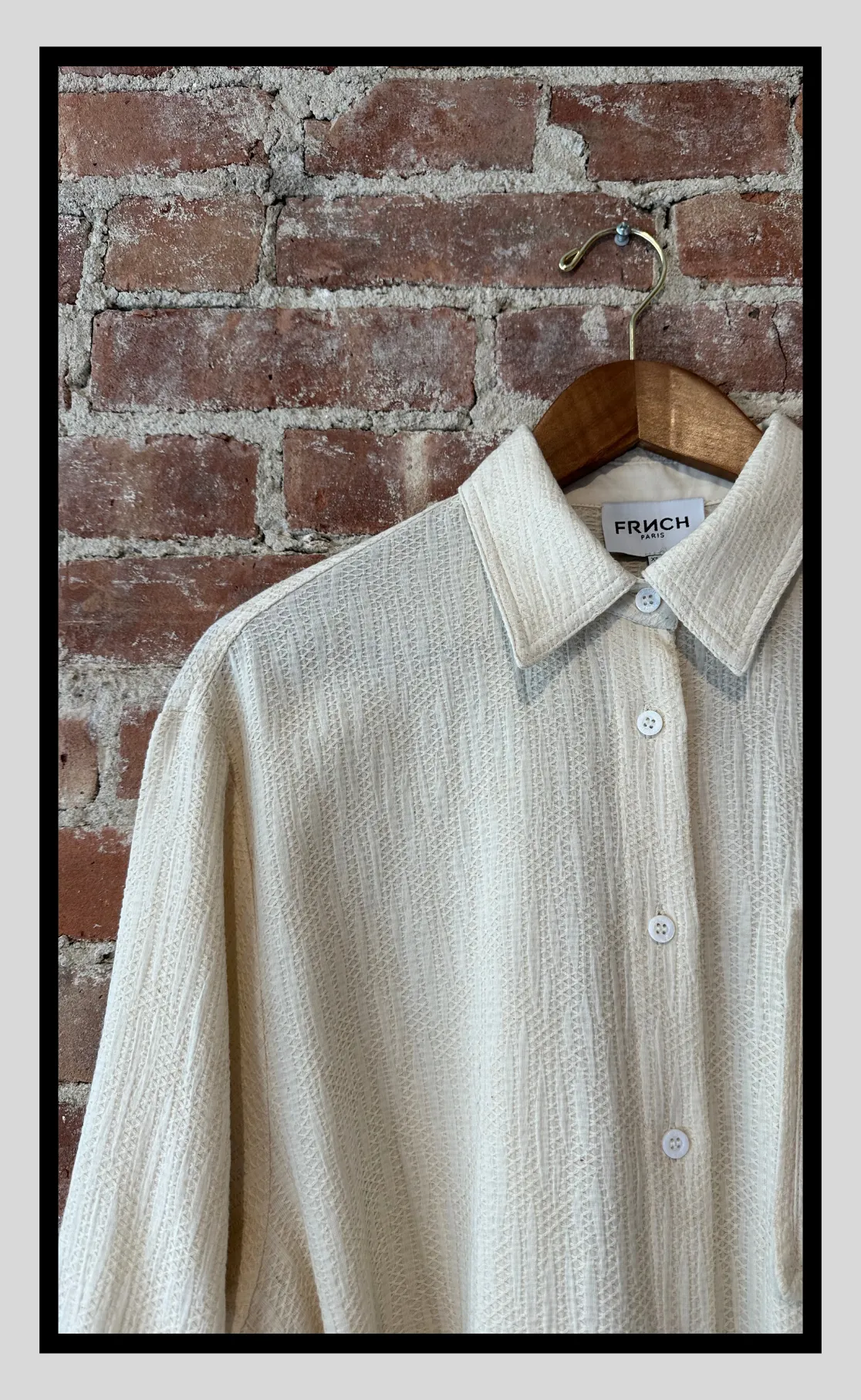 Textured Cream Shirt Dress