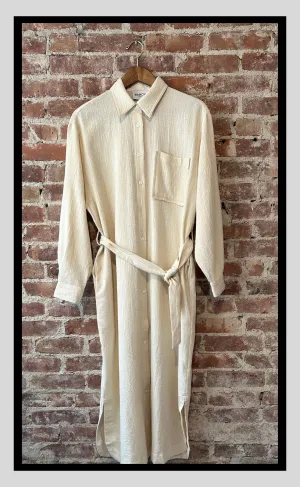 Textured Cream Shirt Dress