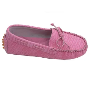 Toddler Girls Fuchsia Bow Leather Moccasin 7-10 Toddler