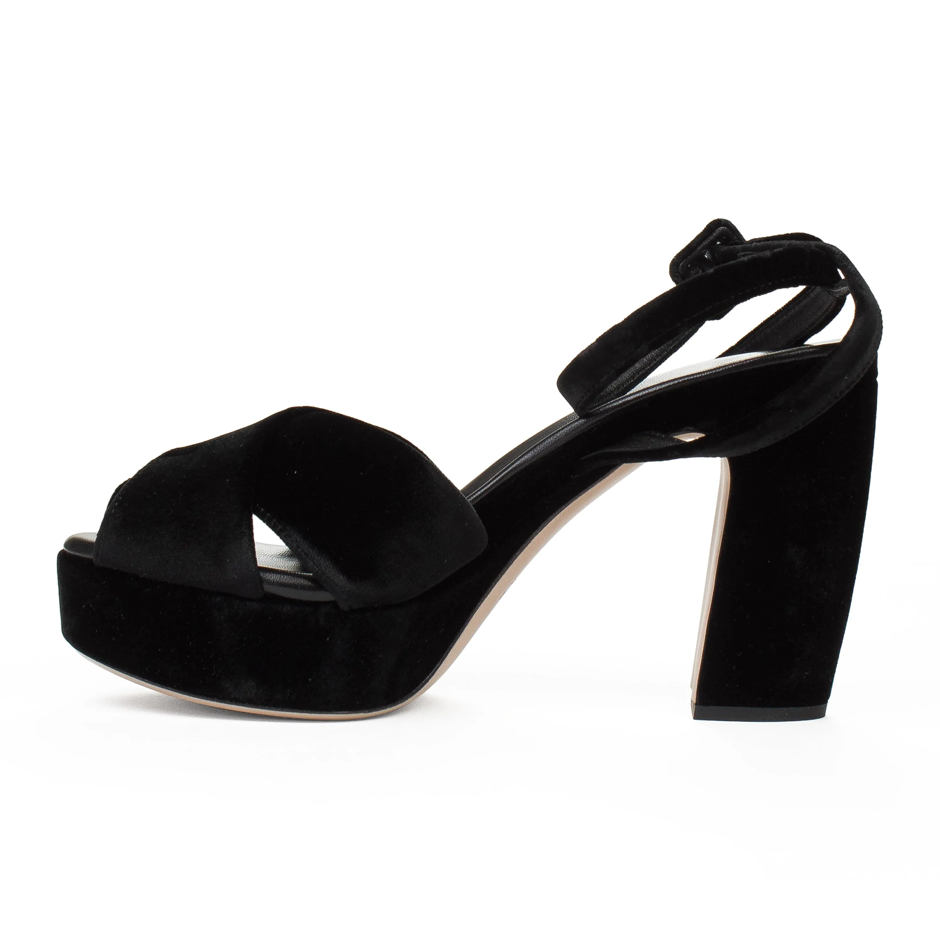 VELVET CRISSCORSS SHOES BLACK FLATS