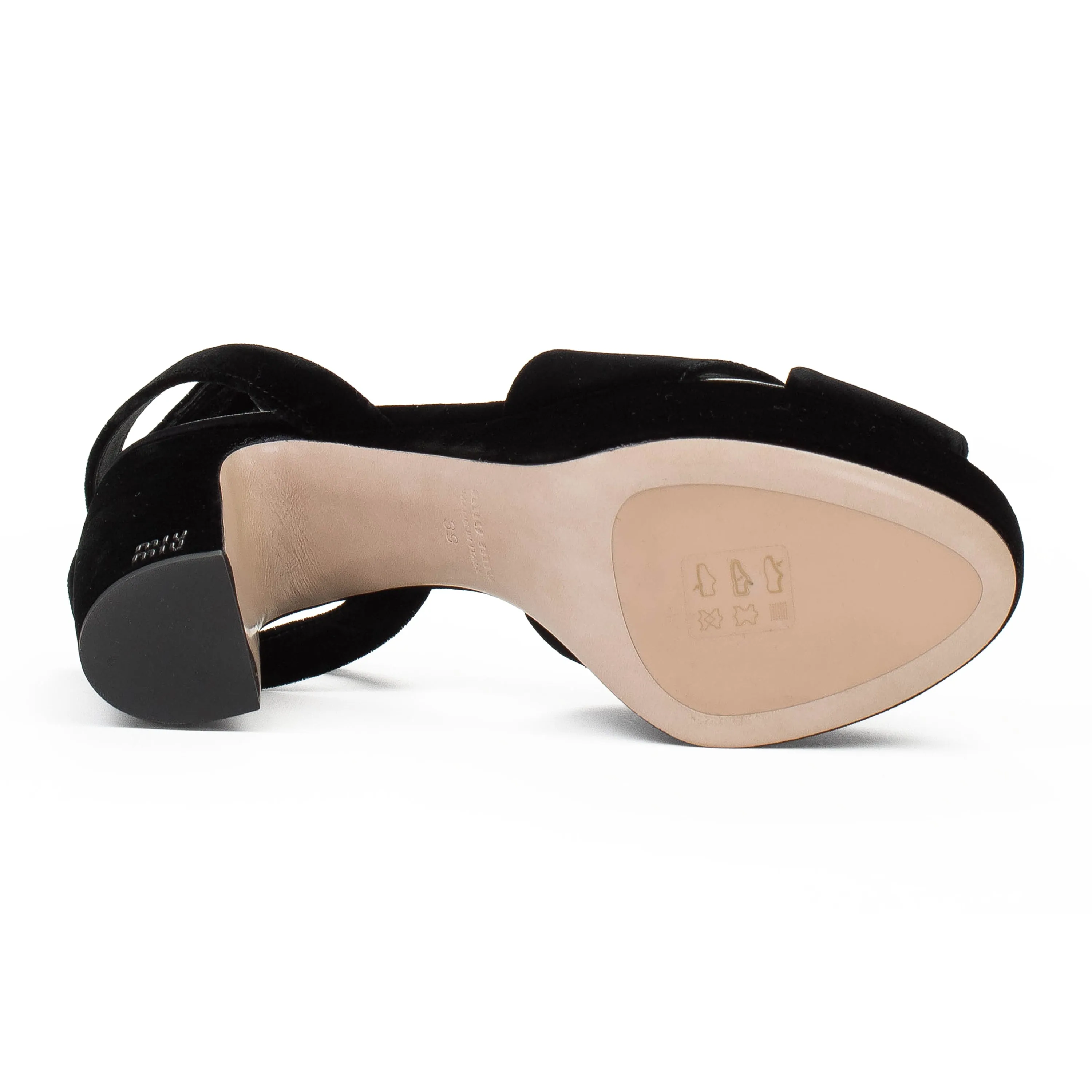 VELVET CRISSCORSS SHOES BLACK FLATS