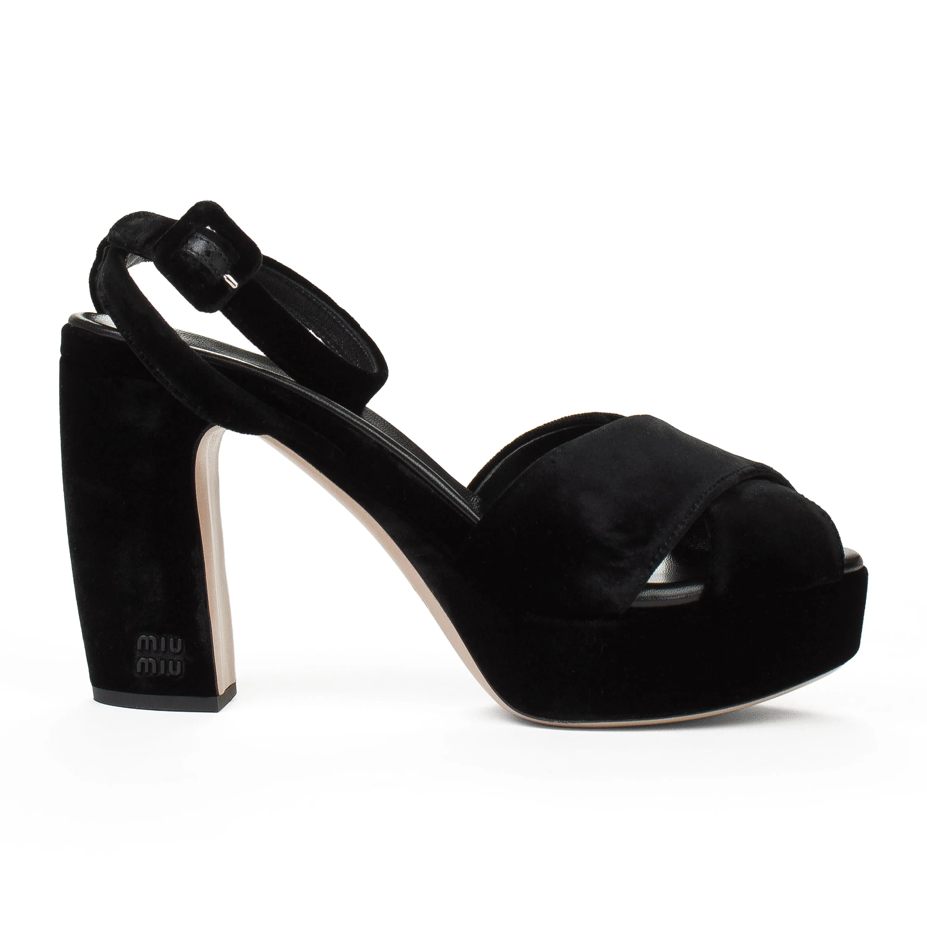 VELVET CRISSCORSS SHOES BLACK FLATS