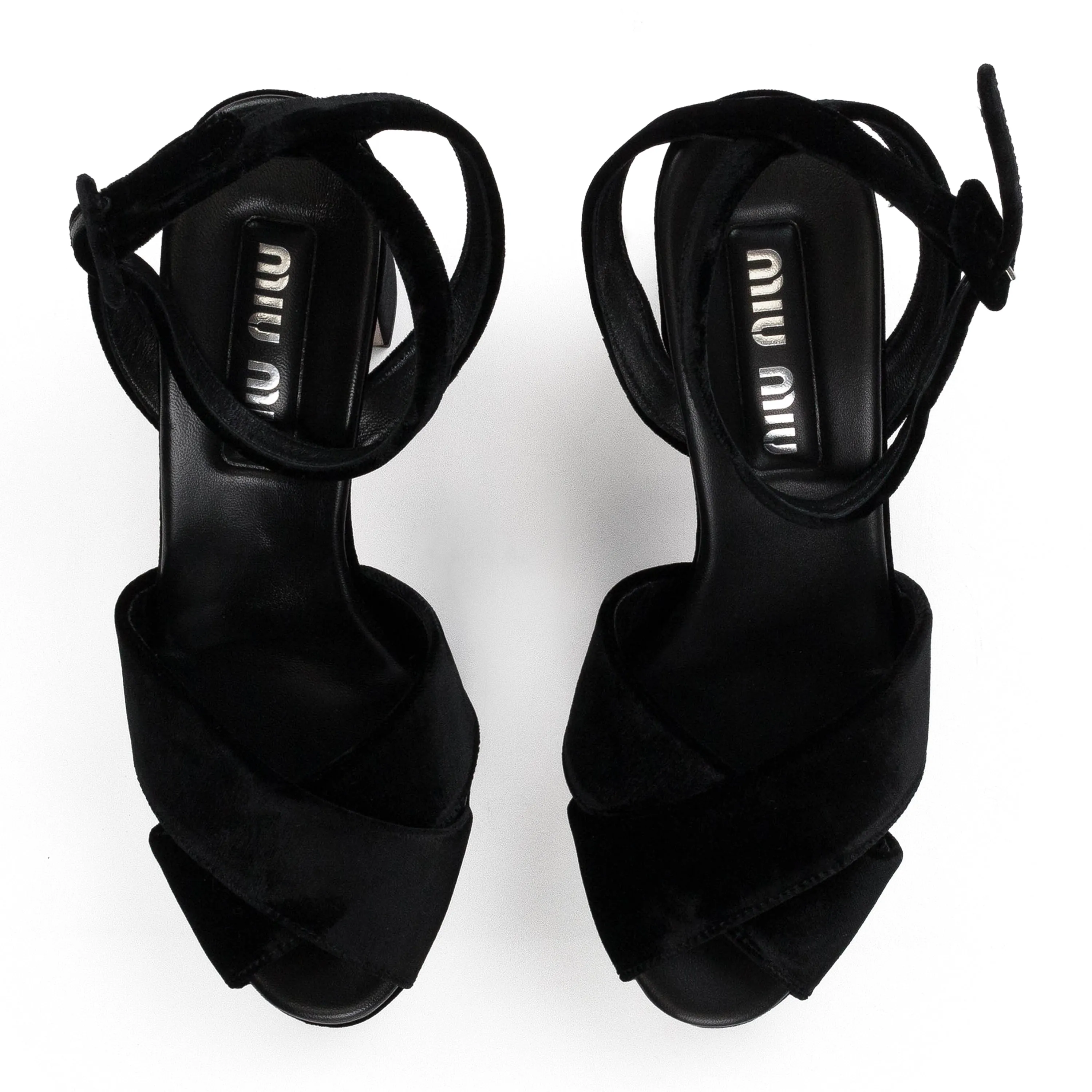 VELVET CRISSCORSS SHOES BLACK FLATS