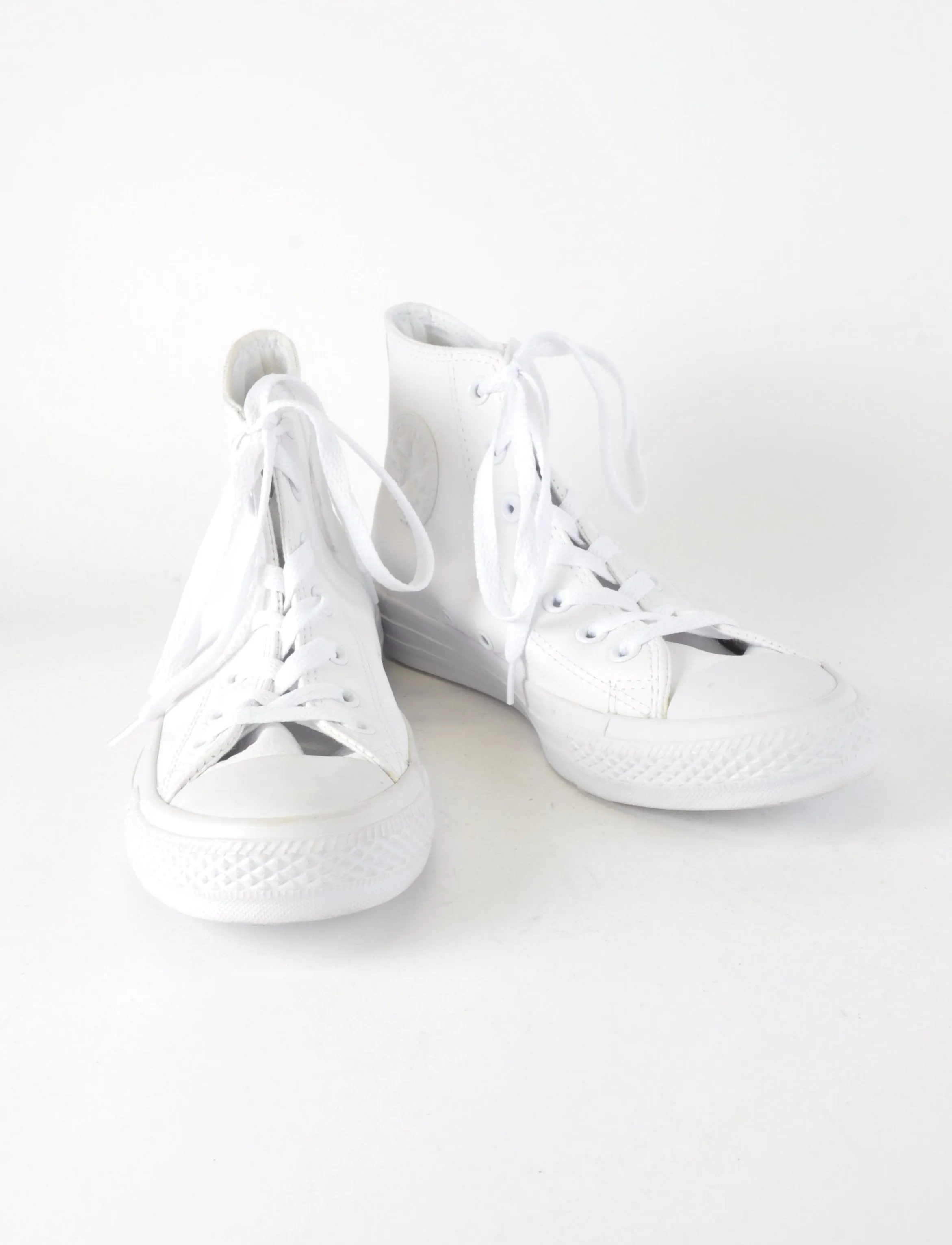 White Leather Hightop Converse - New But Imperfect