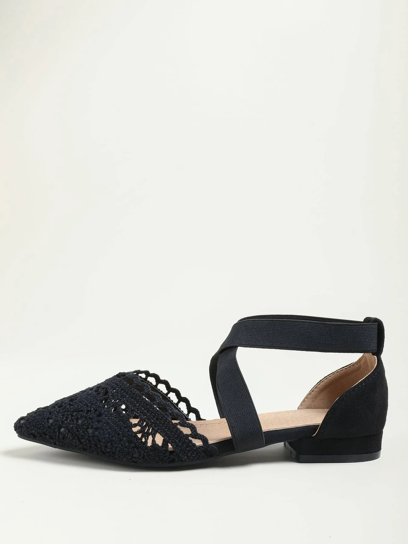 Women Minimalist Cross Strap Lace Flats