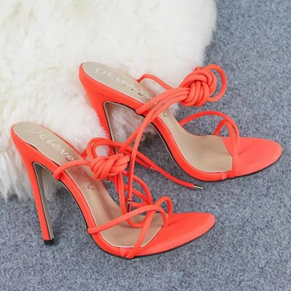 Women's neon flip flop heels stiletto high heel strappy sandals heels