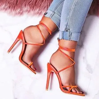 Women's neon flip flop heels stiletto high heel strappy sandals heels
