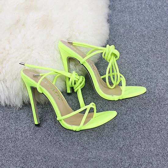 Women's neon flip flop heels stiletto high heel strappy sandals heels