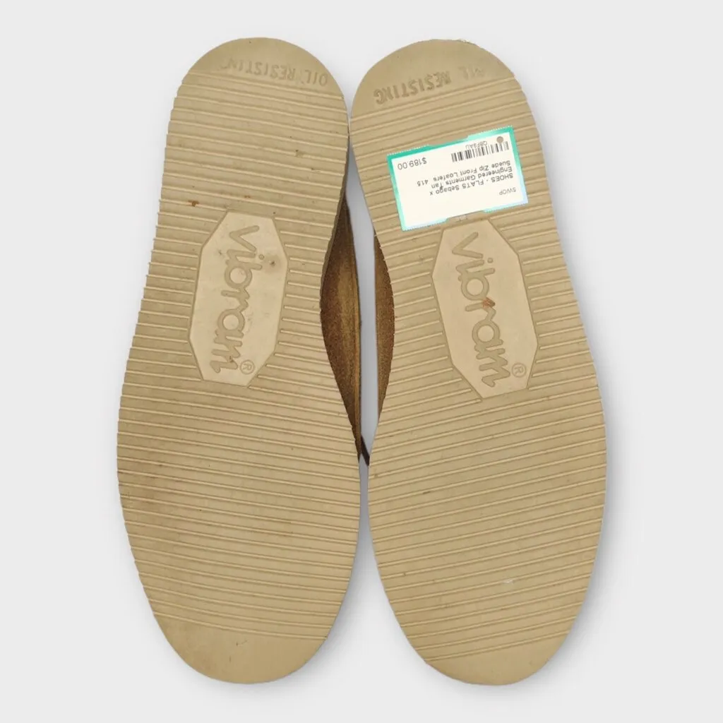 x Engineered Garments Tan Suede Zip Front Loafers