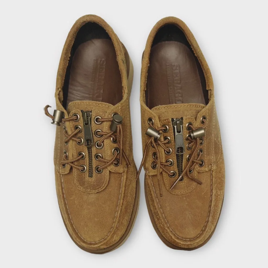 x Engineered Garments Tan Suede Zip Front Loafers
